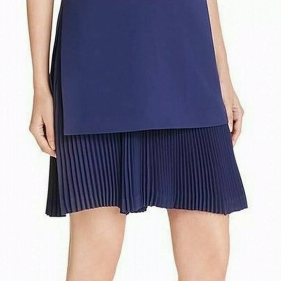 Theory Malkan Pleated Skirt Navy Crepe Dress - Picture 4 of 11